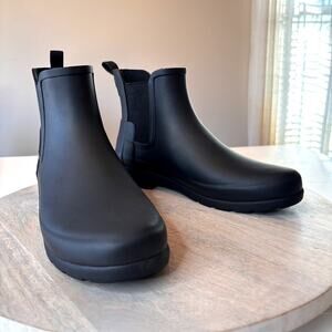 Hunter Original Chelsea Rain Boots Black Waterproof Ankle Women's Size 8 Matte